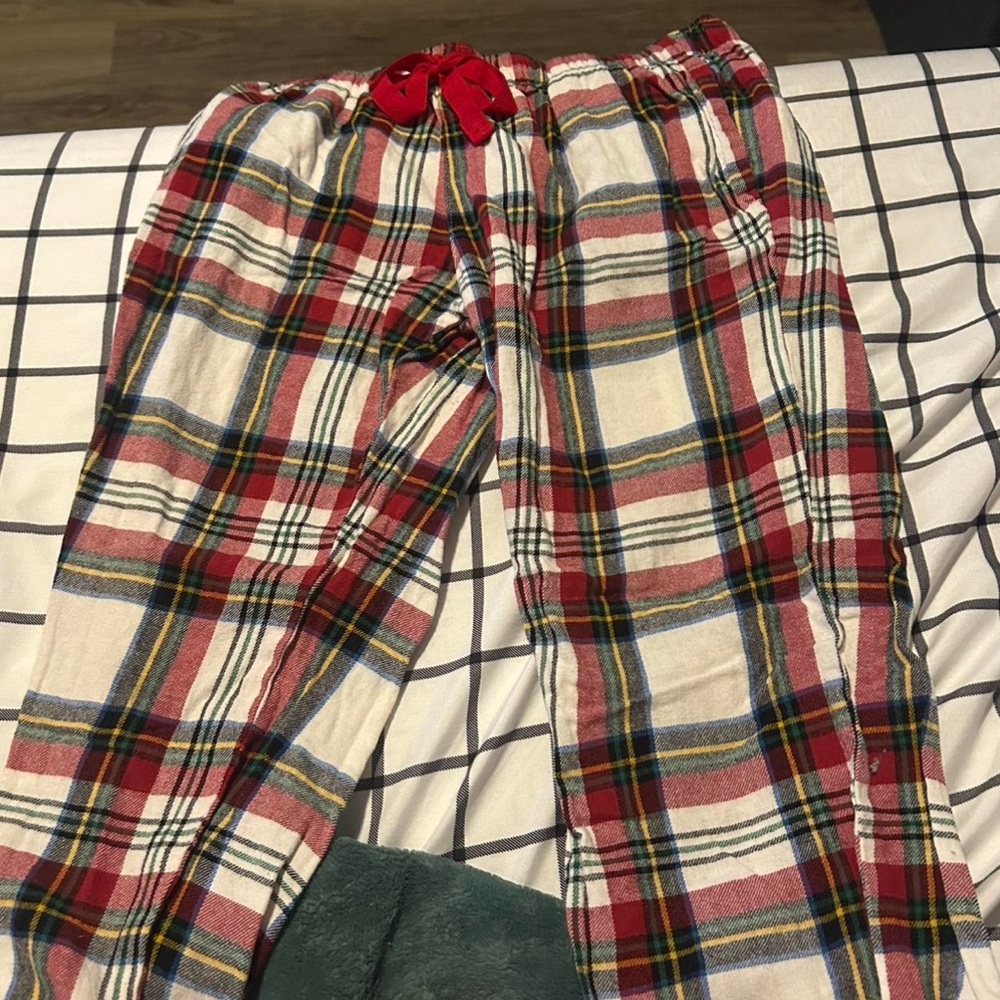 Old Navy Plaid Pajama Bottoms with Red and Blue